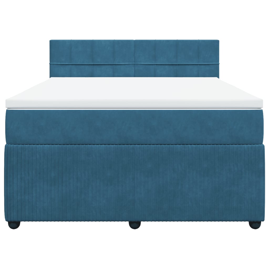 Boxspring met matras fluweel blauw 140x190 cm