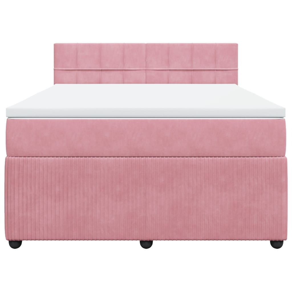 Boxspring met matras fluweel roze 140x190 cm