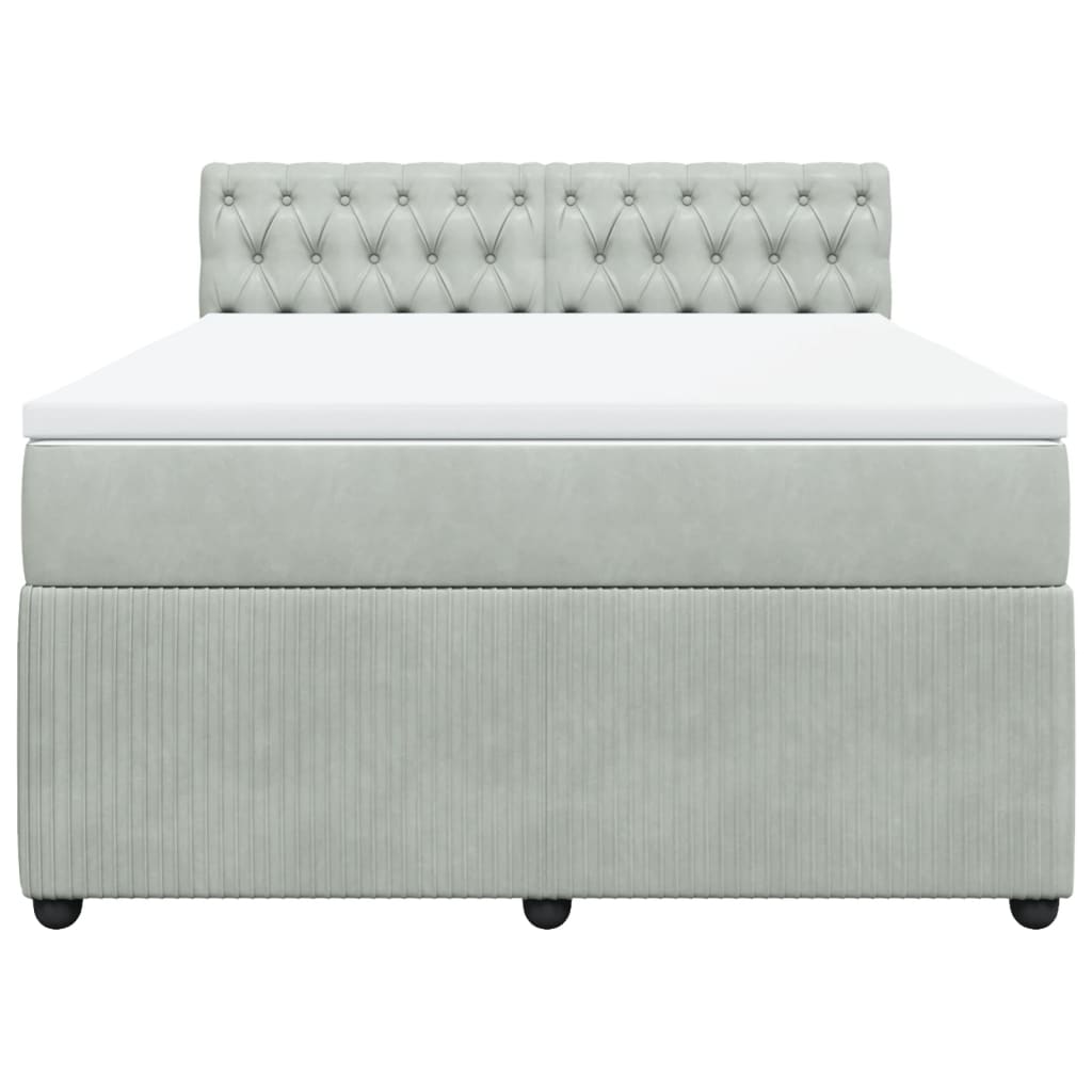 Boxspring met matras fluweel lichtgrijs 140x190 cm