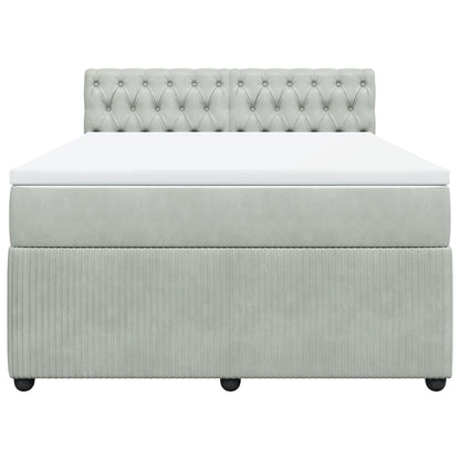 Boxspring met matras fluweel lichtgrijs 140x190 cm