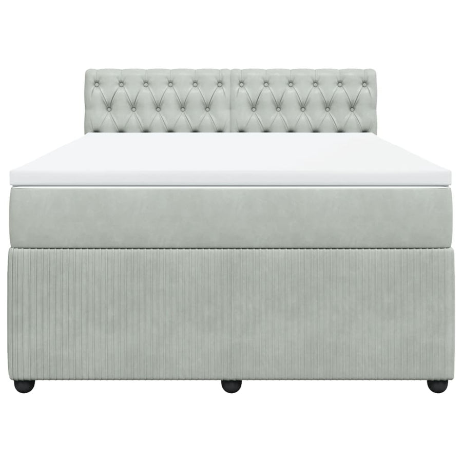 Boxspring met matras fluweel lichtgrijs 140x190 cm