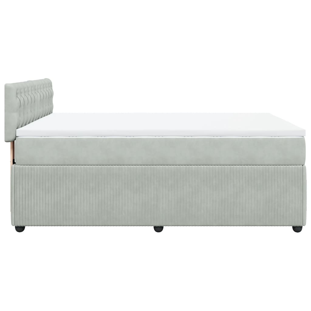 Boxspring met matras fluweel lichtgrijs 140x190 cm