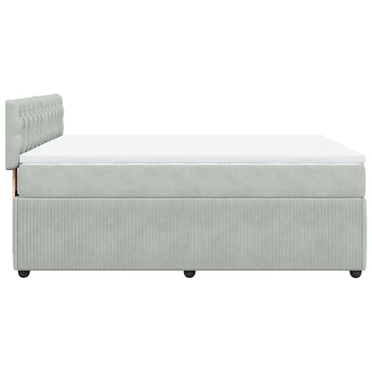 Boxspring met matras fluweel lichtgrijs 140x190 cm