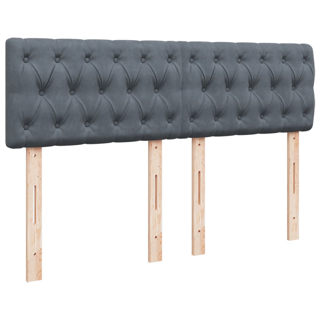 Boxspring met matras fluweel donkergrijs 140x190 cm