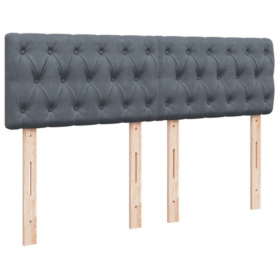 Boxspring met matras fluweel donkergrijs 140x190 cm