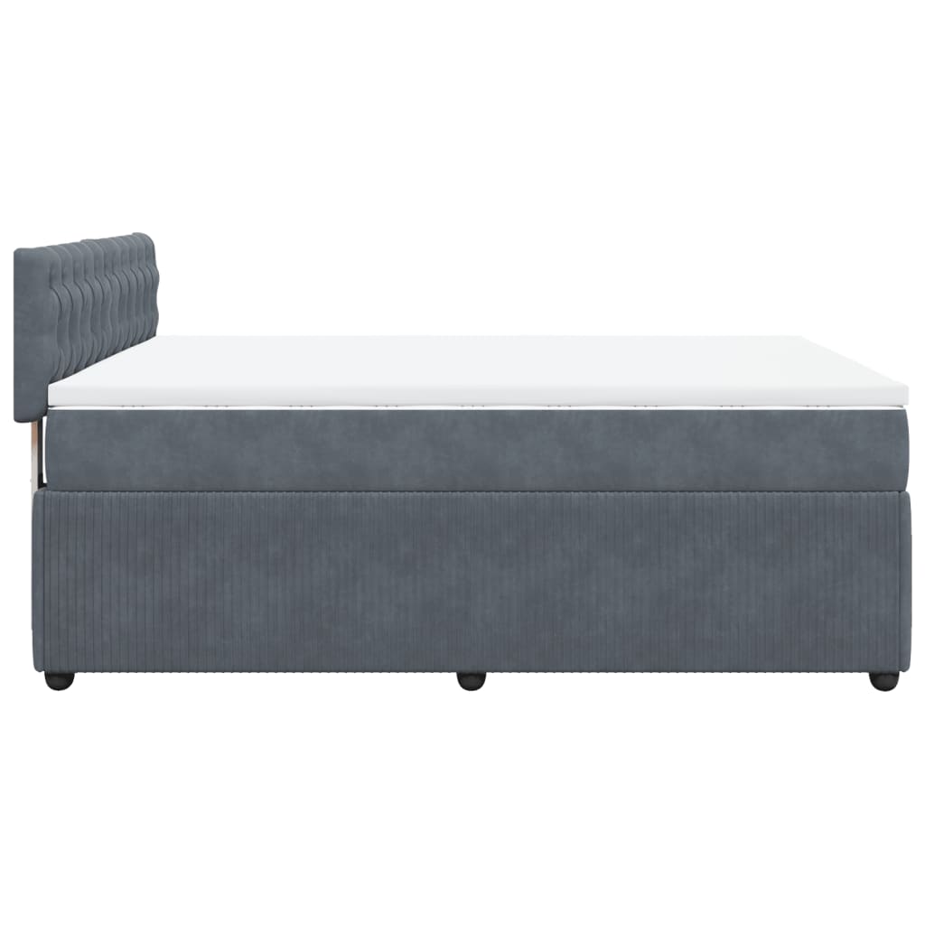 Boxspring met matras fluweel donkergrijs 140x190 cm