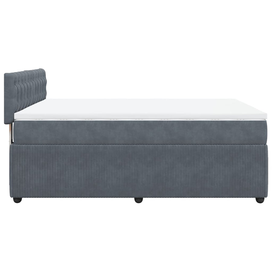 Boxspring met matras fluweel donkergrijs 140x190 cm