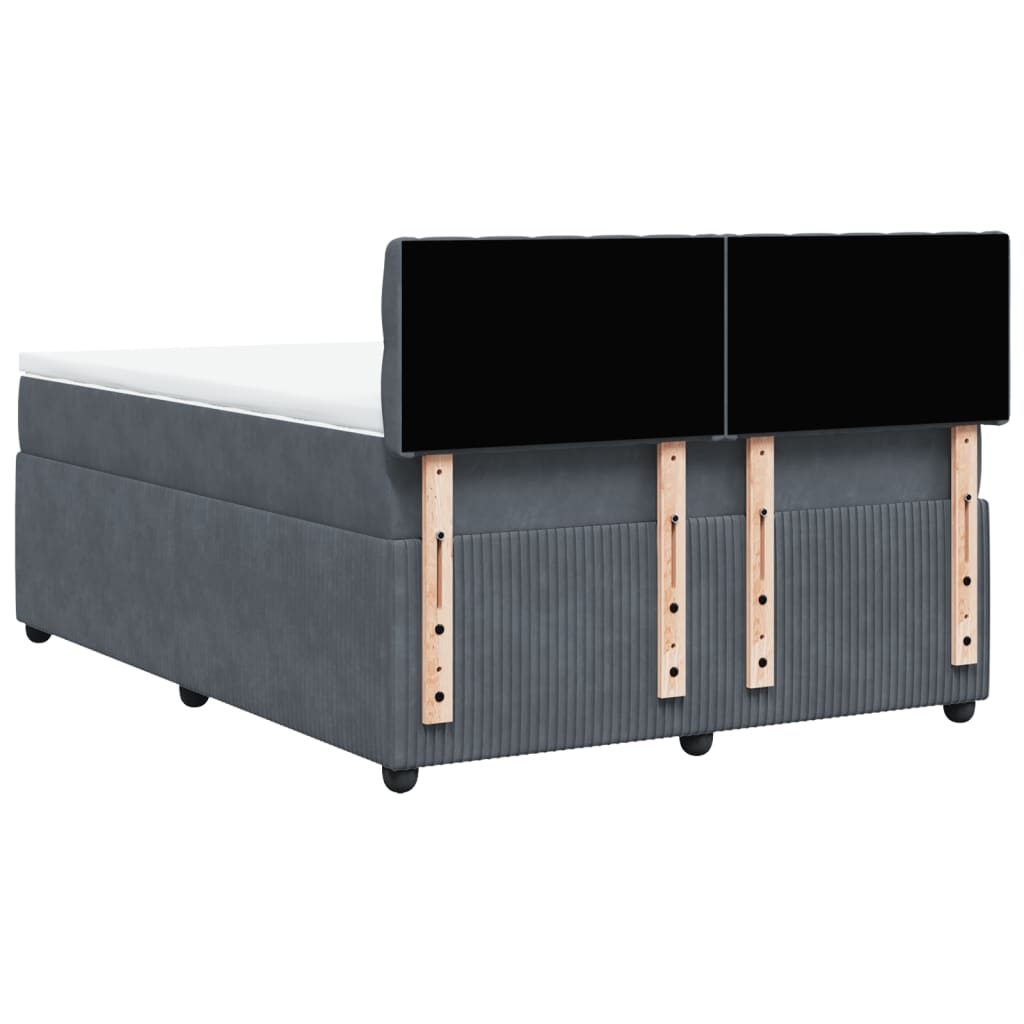 Boxspring met matras fluweel donkergrijs 140x190 cm