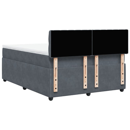 Boxspring met matras fluweel donkergrijs 140x190 cm