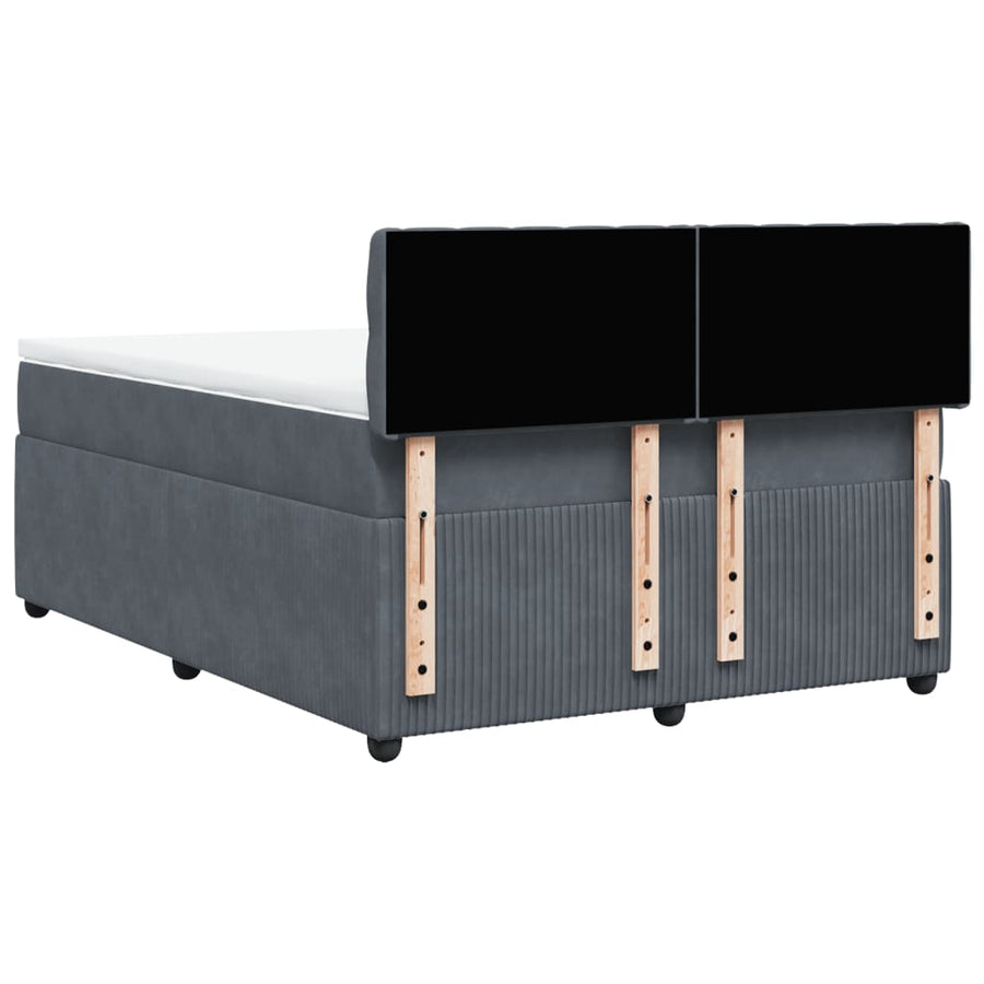 Boxspring met matras fluweel donkergrijs 140x190 cm