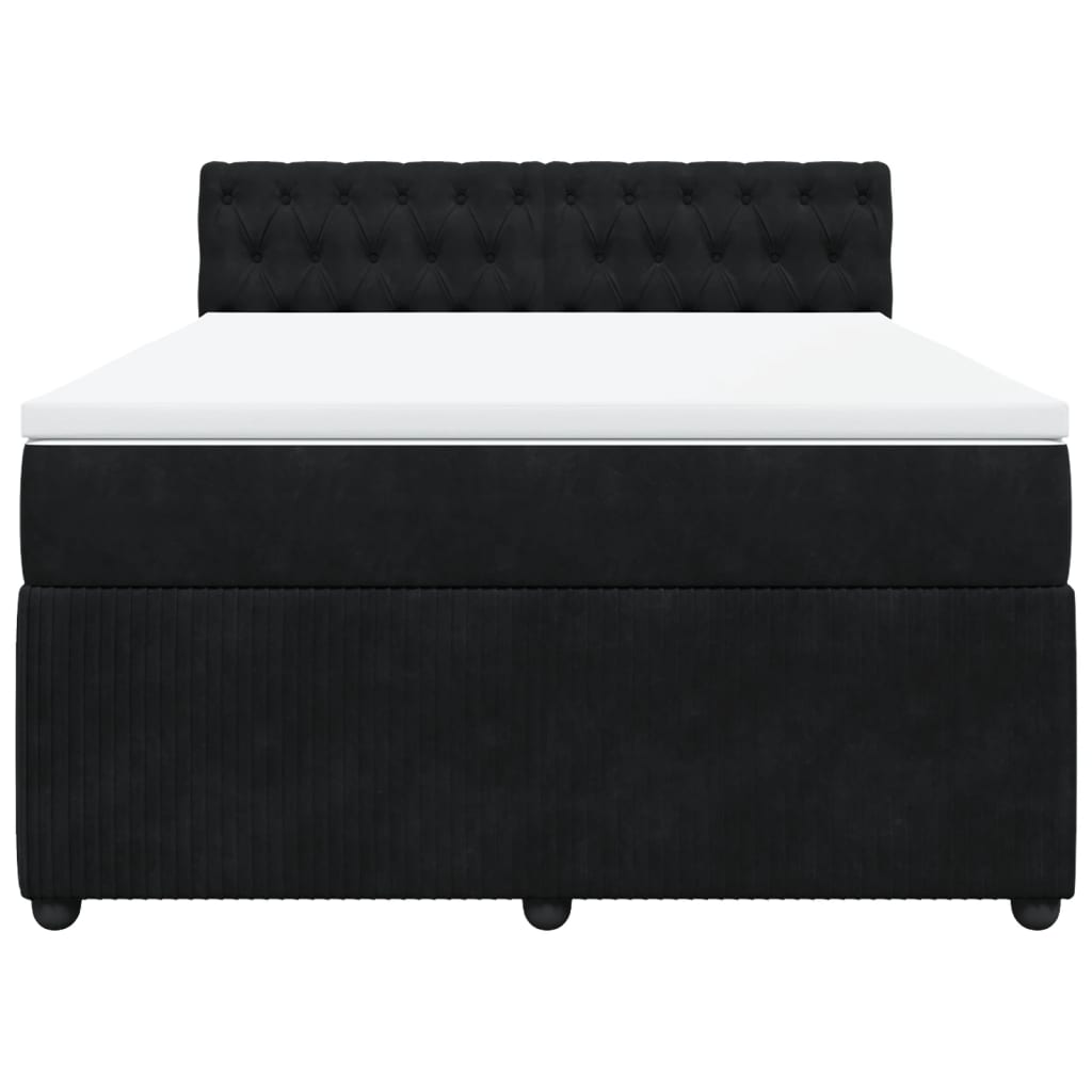 Boxspring met matras fluweel zwart 140x190 cm