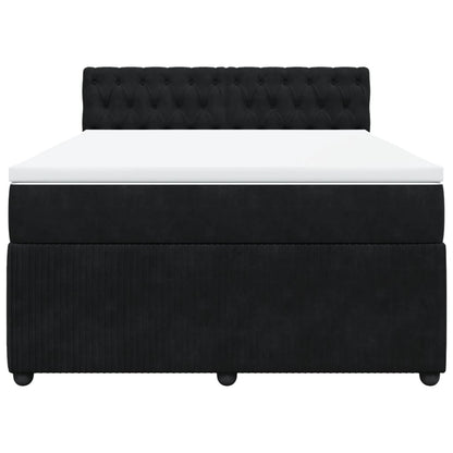 Boxspring met matras fluweel zwart 140x190 cm