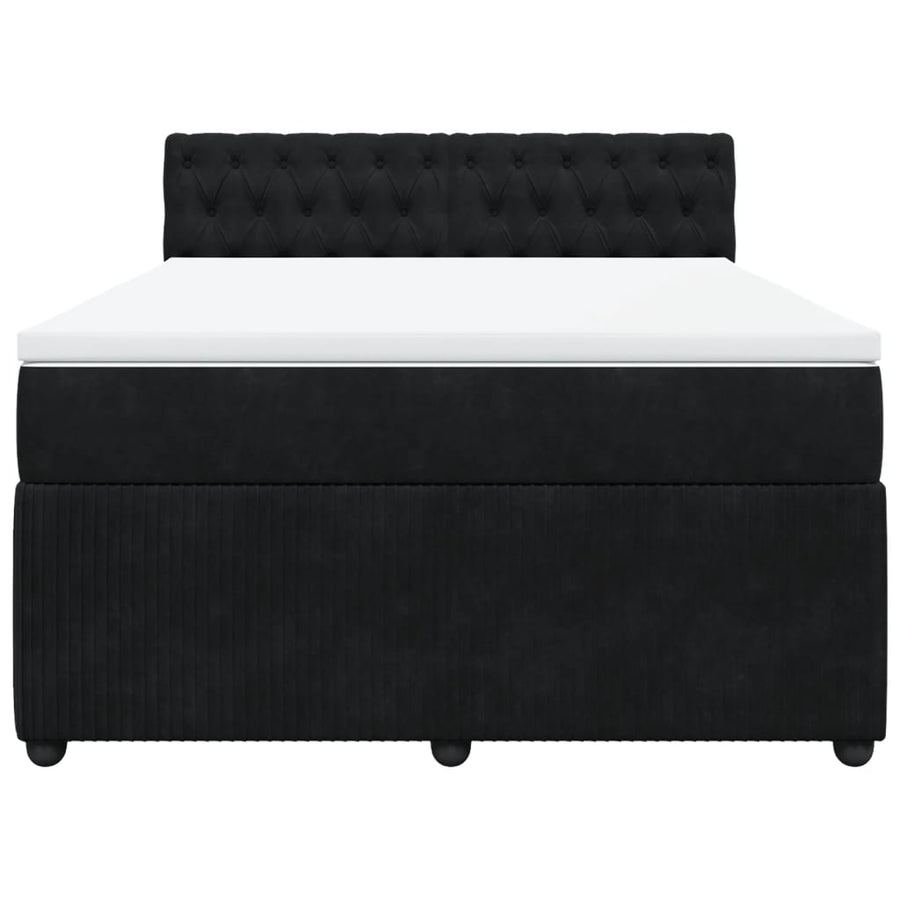 Boxspring met matras fluweel zwart 140x190 cm