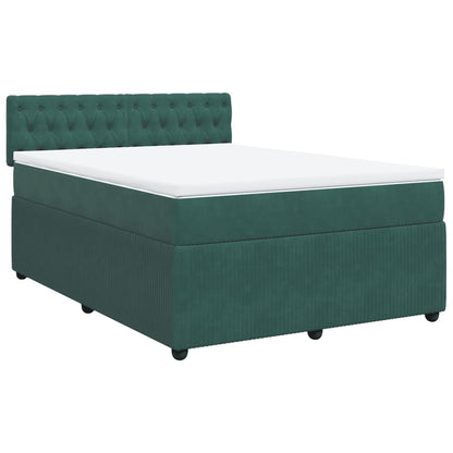 Boxspring met matras fluweel donkergroen 140x190 cm