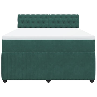 Boxspring met matras fluweel donkergroen 140x190 cm