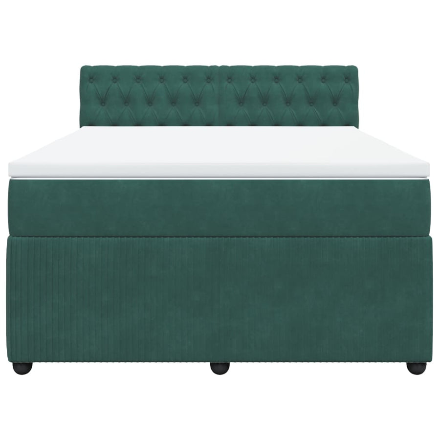 Boxspring met matras fluweel donkergroen 140x190 cm