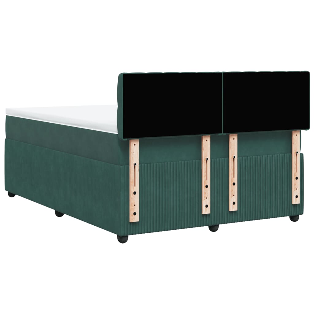 Boxspring met matras fluweel donkergroen 140x190 cm