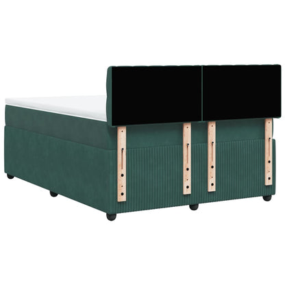 Boxspring met matras fluweel donkergroen 140x190 cm