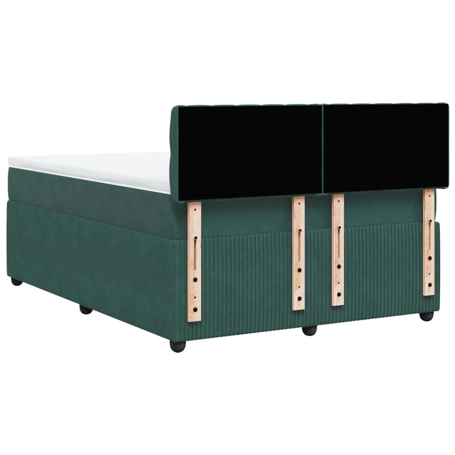 Boxspring met matras fluweel donkergroen 140x190 cm