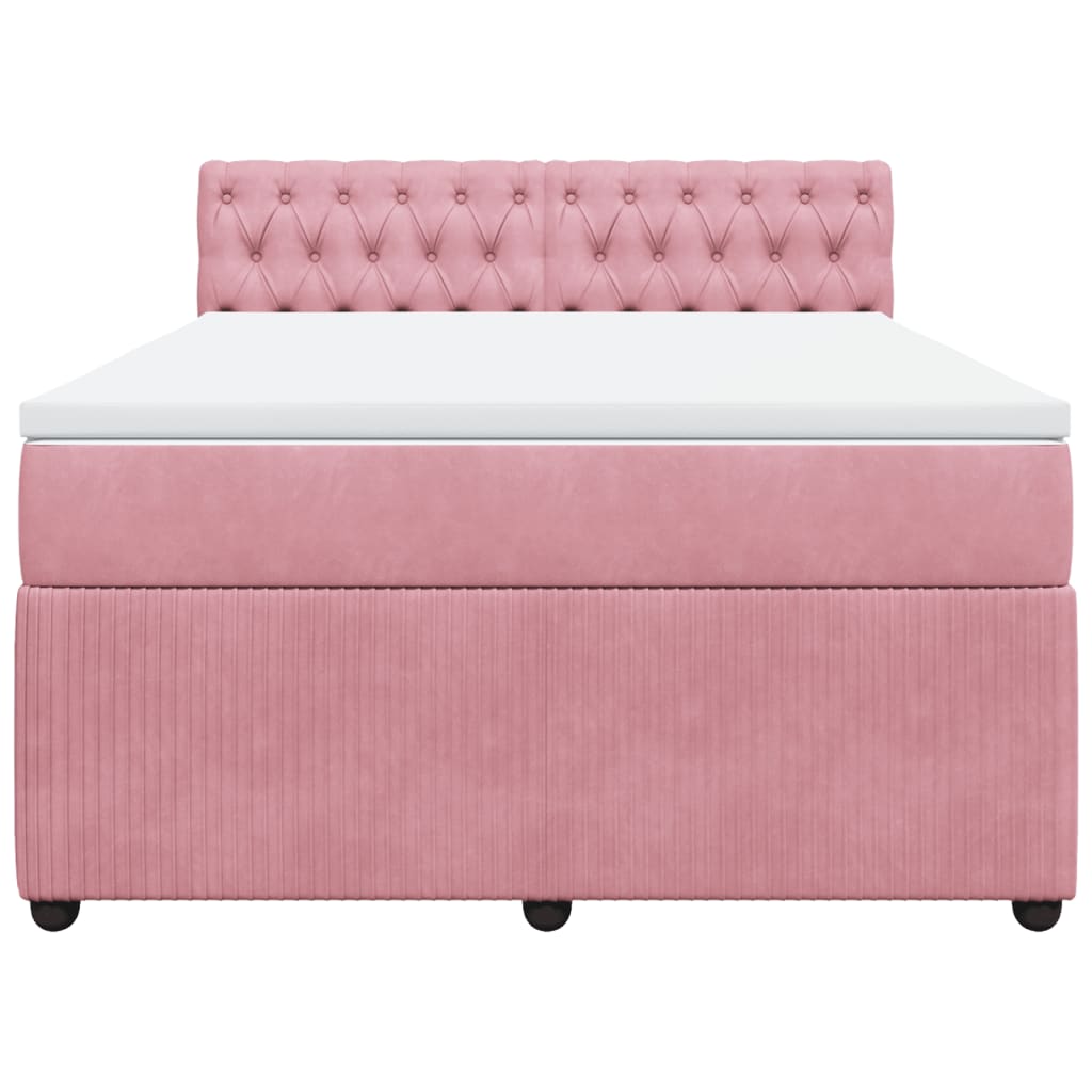 Boxspring met matras fluweel roze 140x190 cm