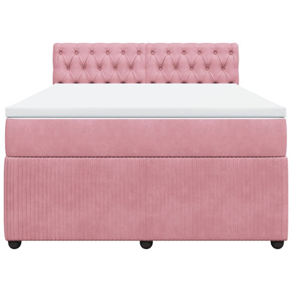 Boxspring met matras fluweel roze 140x190 cm