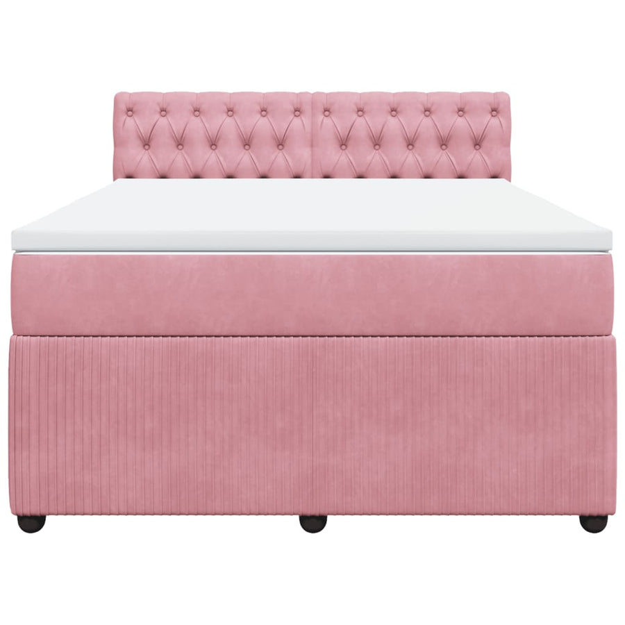 Boxspring met matras fluweel roze 140x190 cm