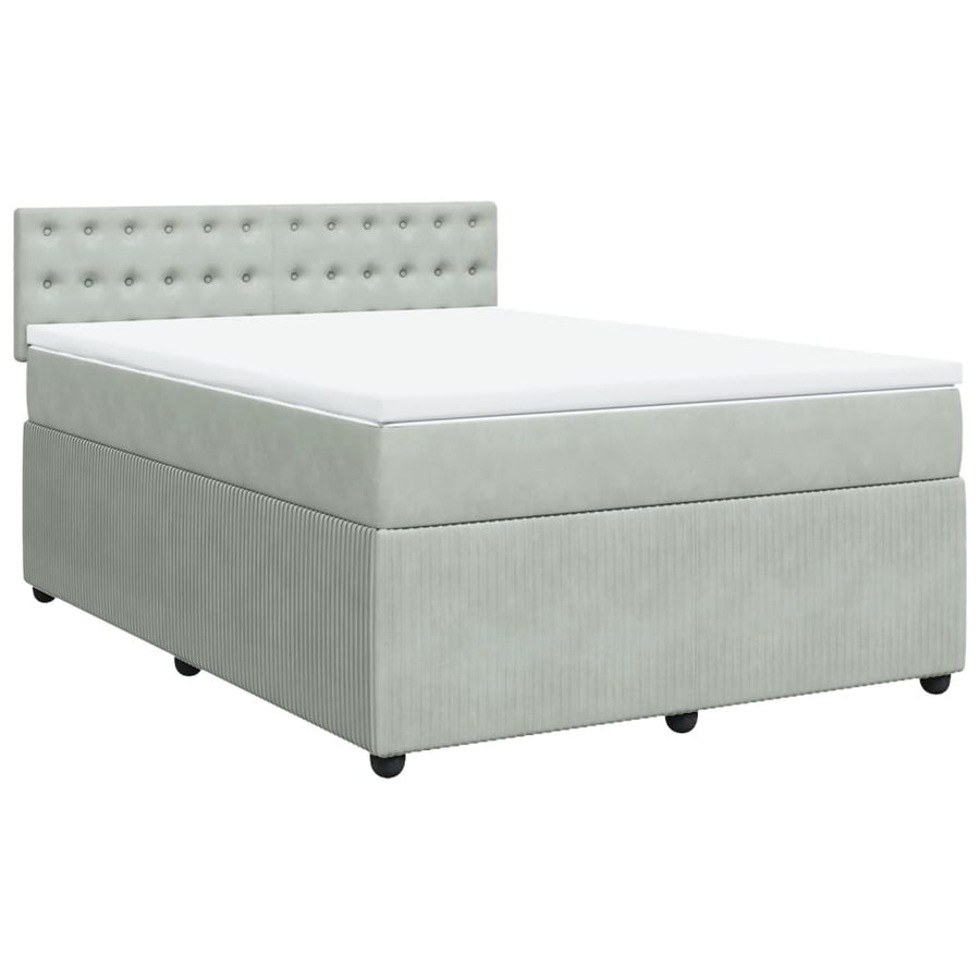 Boxspring met matras fluweel lichtgrijs 140x190 cm