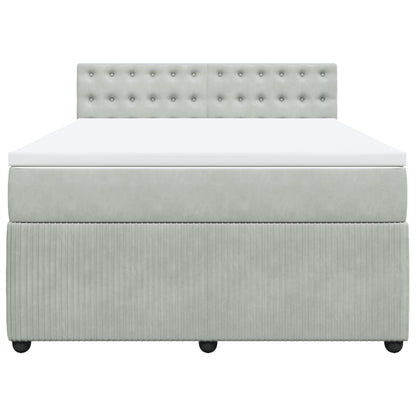 Boxspring met matras fluweel lichtgrijs 140x190 cm