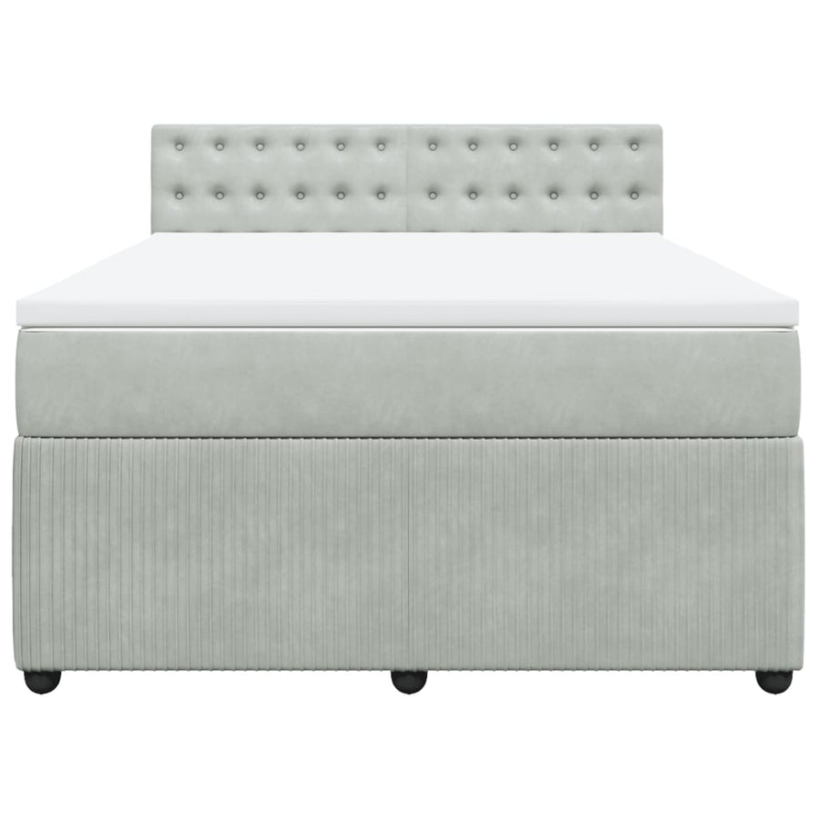 Boxspring met matras fluweel lichtgrijs 140x190 cm