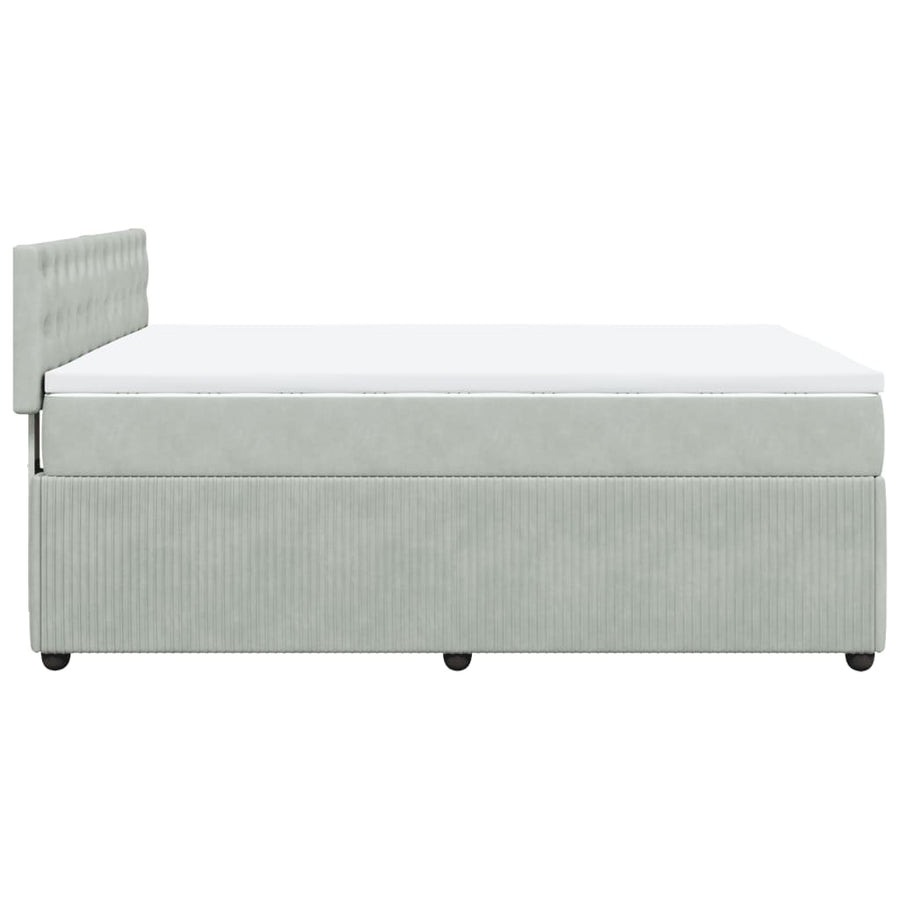 Boxspring met matras fluweel lichtgrijs 140x190 cm