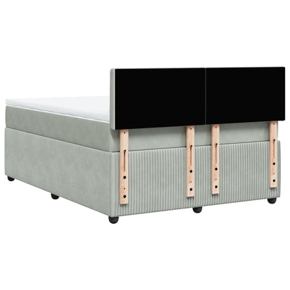 Boxspring met matras fluweel lichtgrijs 140x190 cm