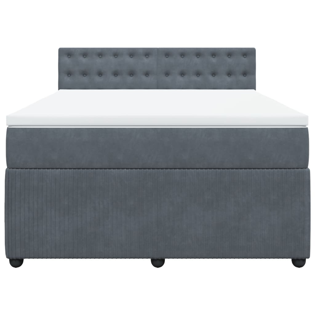 Boxspring met matras fluweel donkergrijs 140x190 cm