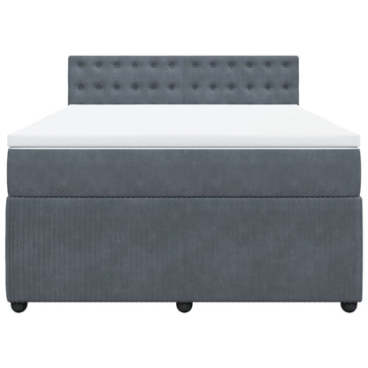 Boxspring met matras fluweel donkergrijs 140x190 cm