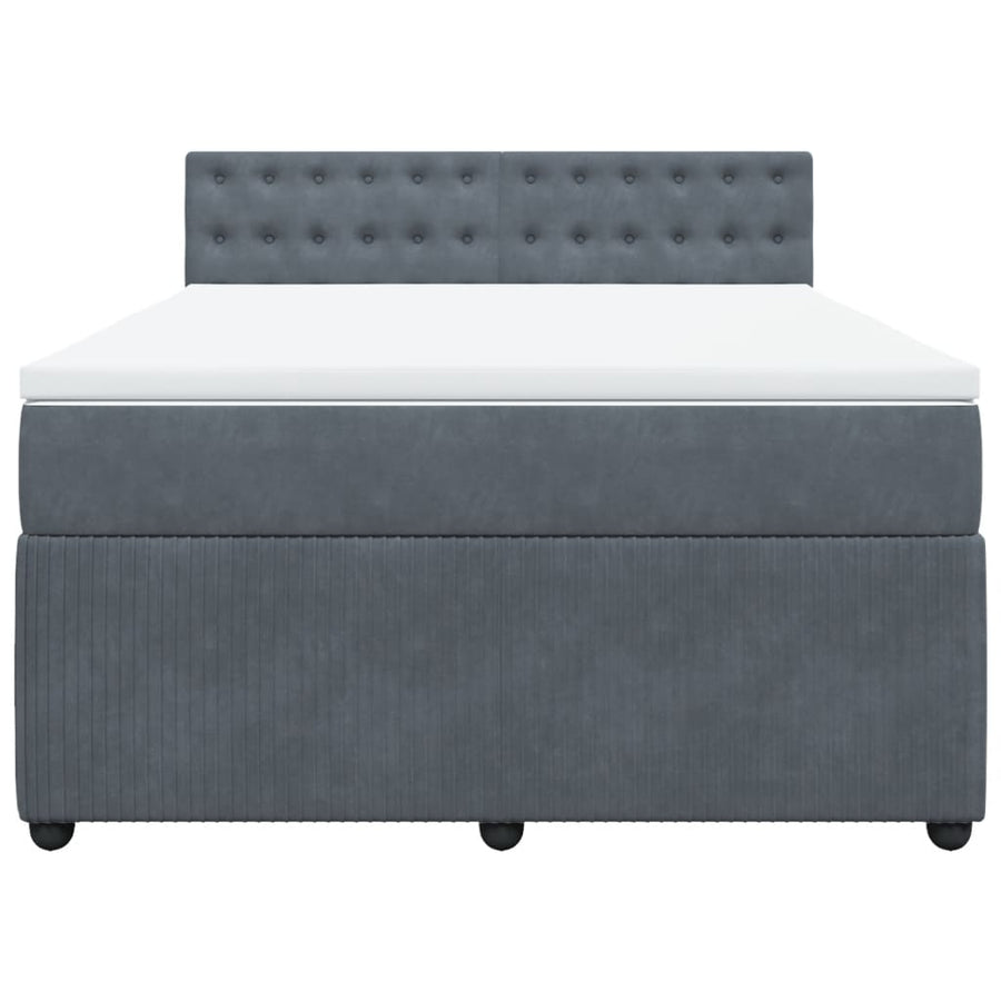 Boxspring met matras fluweel donkergrijs 140x190 cm