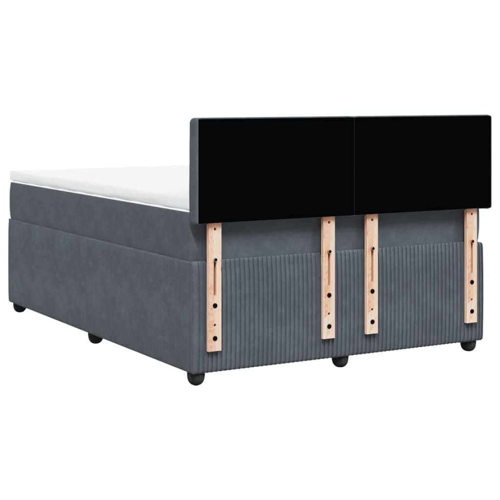 Boxspring met matras fluweel donkergrijs 140x190 cm