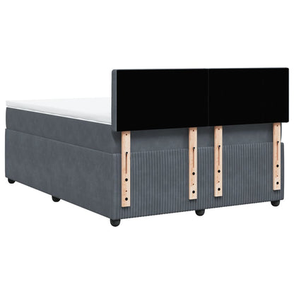Boxspring met matras fluweel donkergrijs 140x190 cm