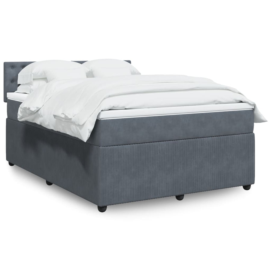 Boxspring met matras fluweel donkergrijs 140x190 cm