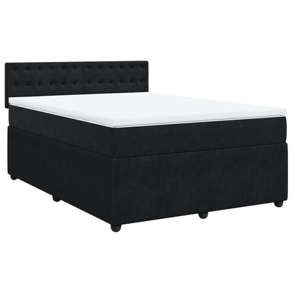 Boxspring met matras fluweel zwart 140x190 cm