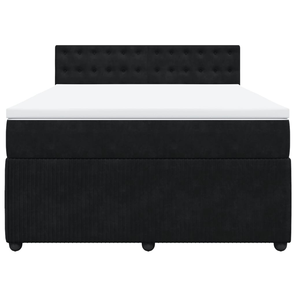 Boxspring met matras fluweel zwart 140x190 cm