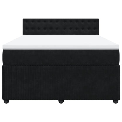 Boxspring met matras fluweel zwart 140x190 cm