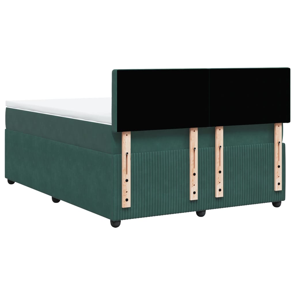 Boxspring met matras fluweel donkergroen 140x190 cm