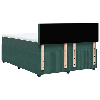 Boxspring met matras fluweel donkergroen 140x190 cm