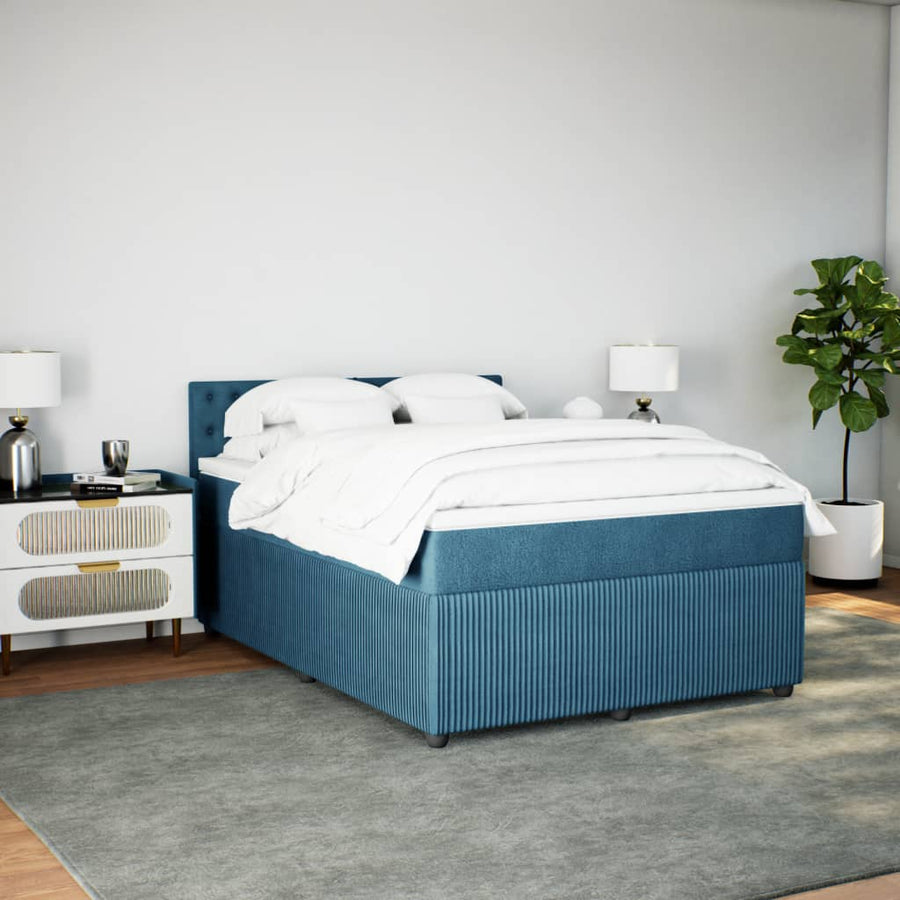 Boxspring met matras fluweel blauw 140x190 cm
