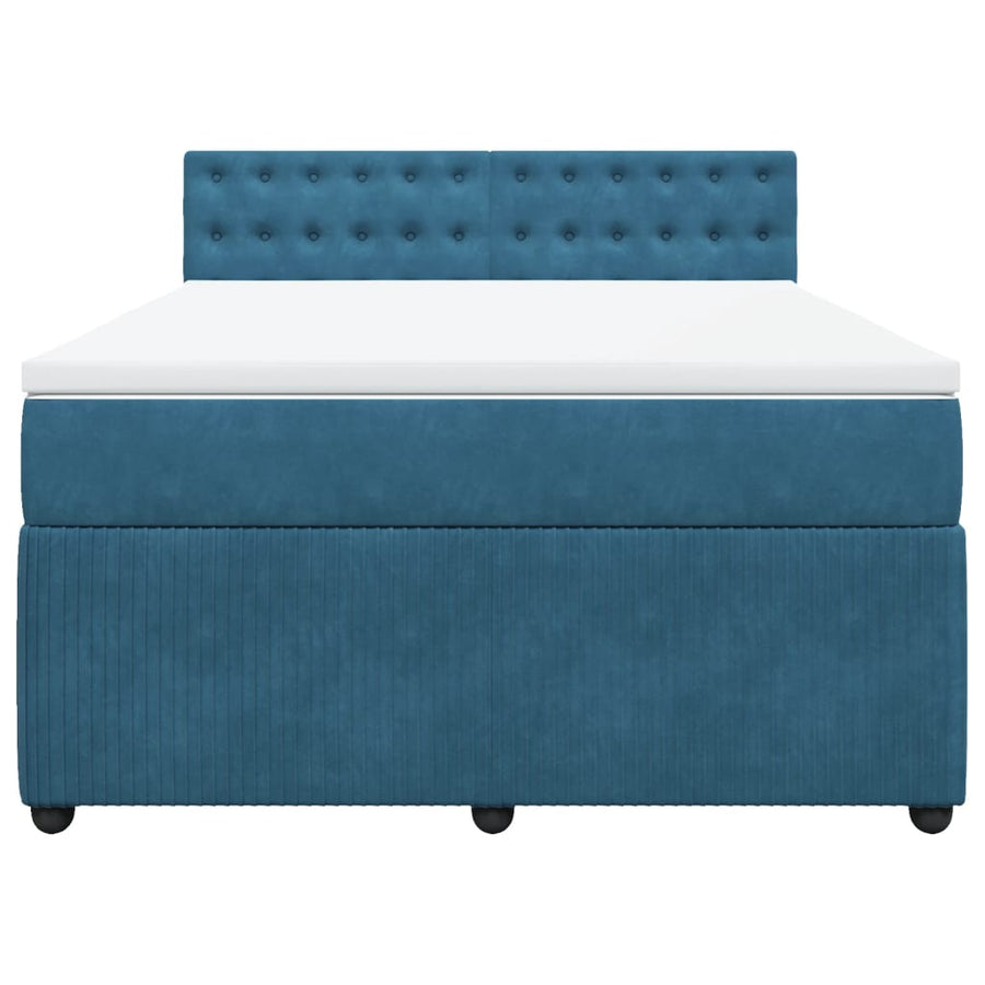 Boxspring met matras fluweel blauw 140x190 cm