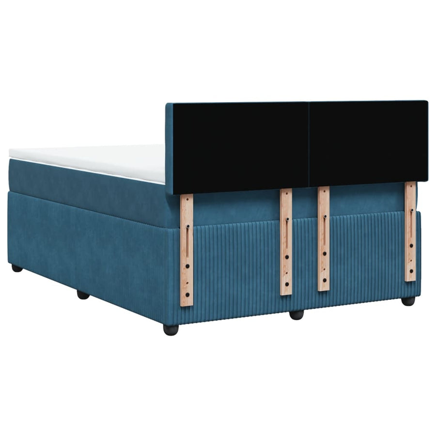 Boxspring met matras fluweel blauw 140x190 cm