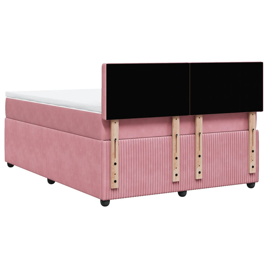 Boxspring met matras fluweel roze 140x190 cm