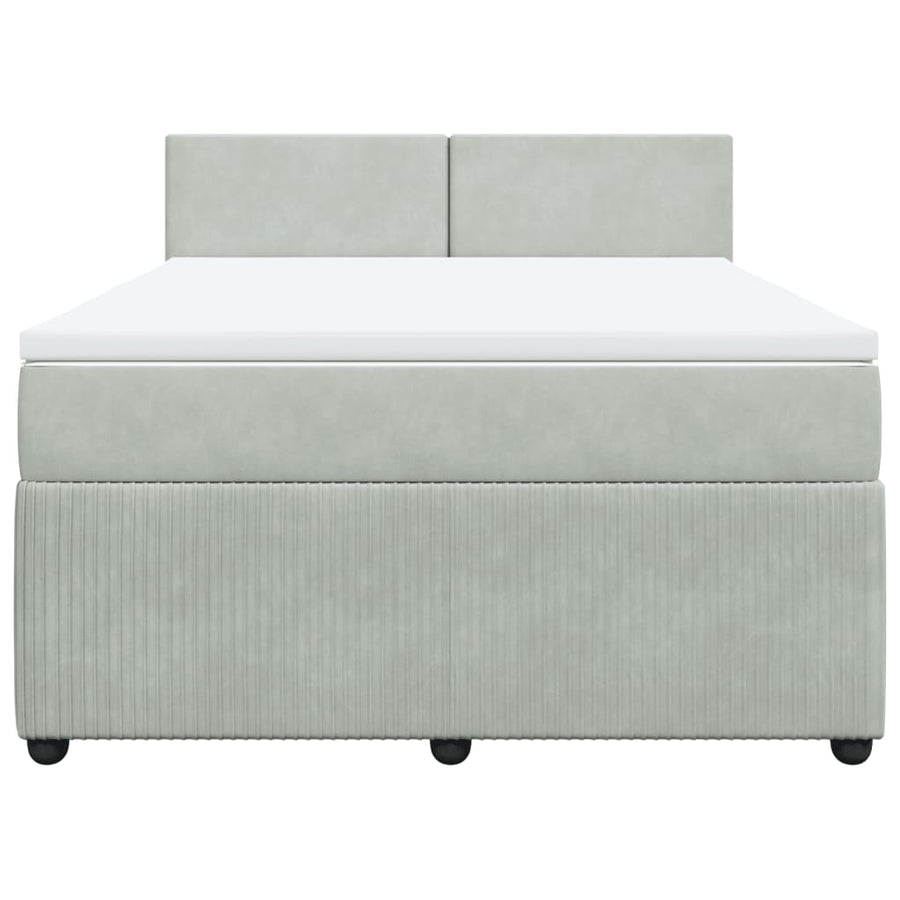 Boxspring met matras fluweel lichtgrijs 140x200 cm