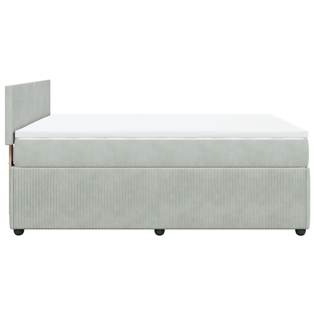 Boxspring met matras fluweel lichtgrijs 140x200 cm