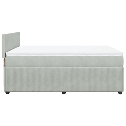 Boxspring met matras fluweel lichtgrijs 140x200 cm