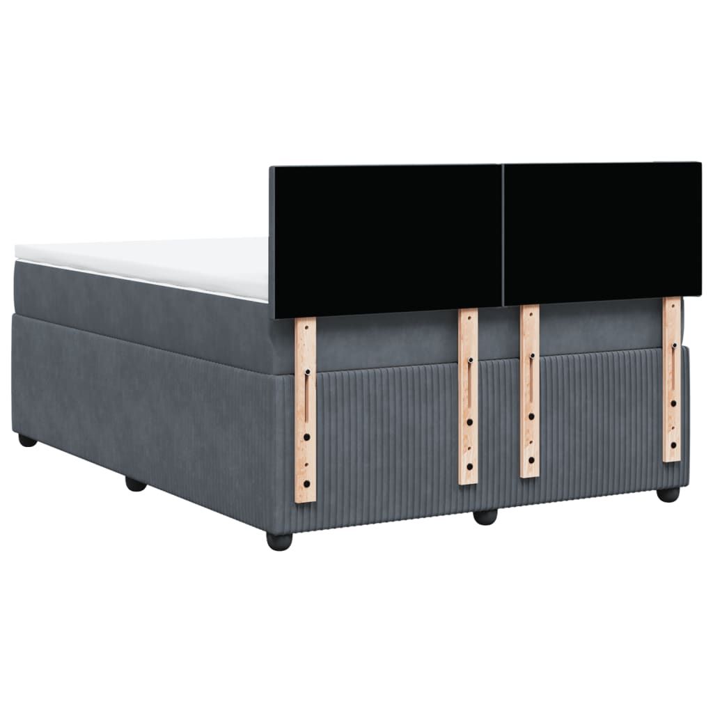 Boxspring met matras fluweel donkergrijs 140x200 cm